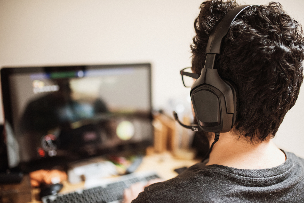 man playing esport computer games